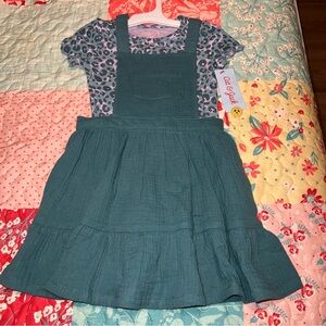 🟢 Cat & Jack Toddler Girls Size 4T New NWT 2 Piece Jumper Dress TWINS